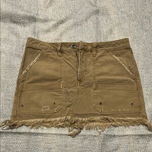 Frayed Tan Mini Skirt
